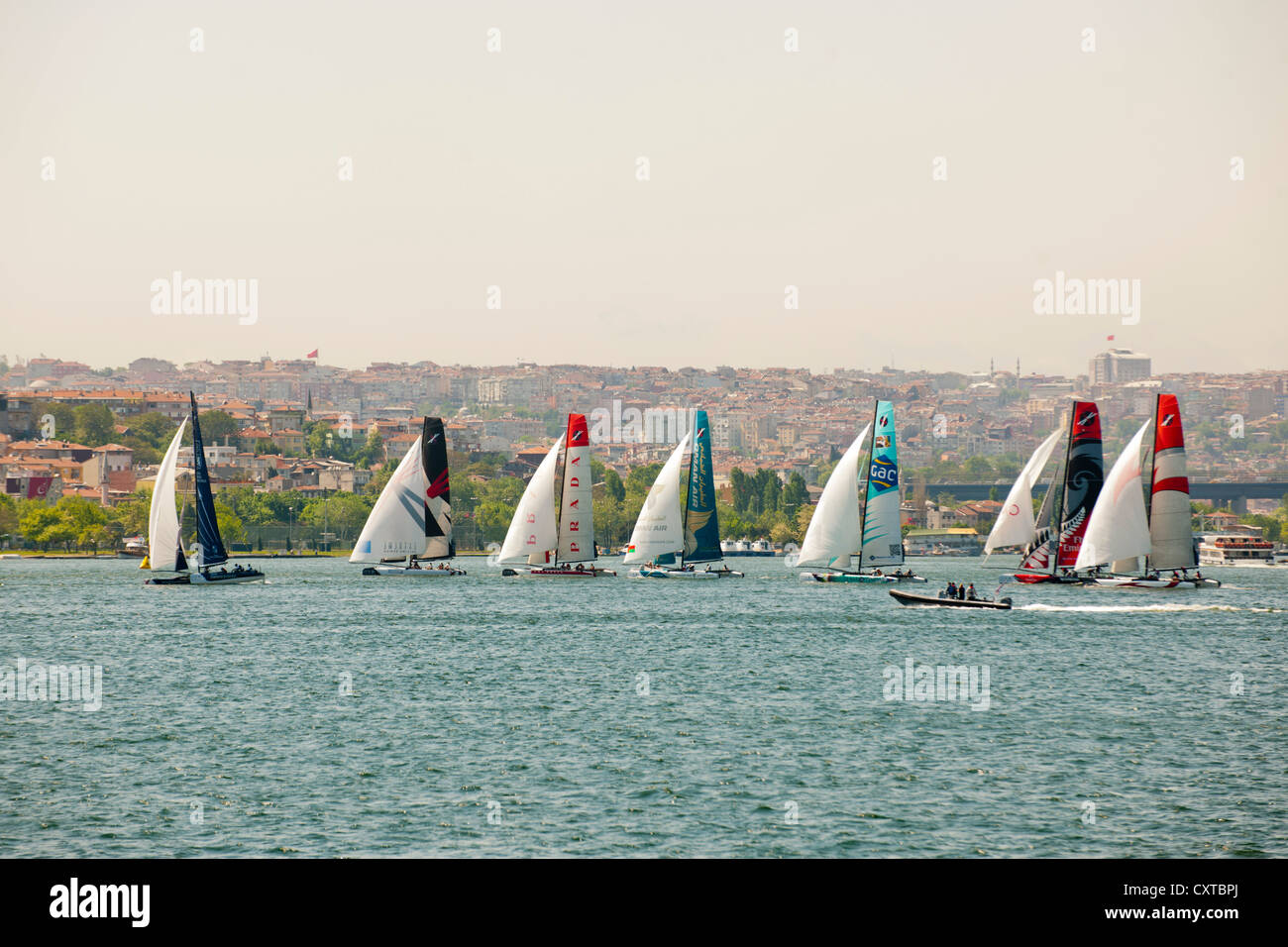 Türkei, Istanbul, Segelboote am Goldenen avvisatore acustico Foto Stock