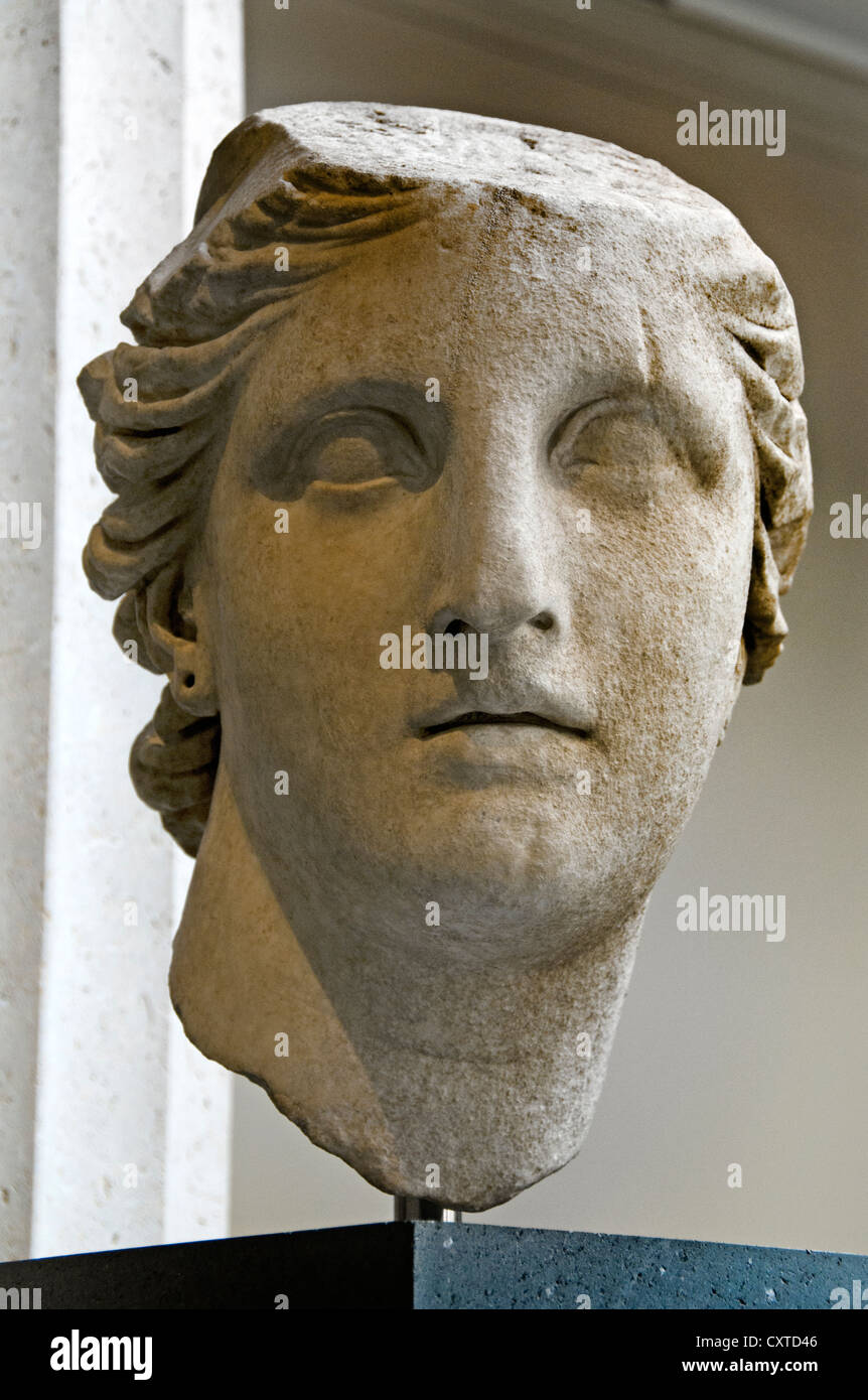 Testa in marmo di Athena ellenistico greco 200BC Grecia Foto Stock