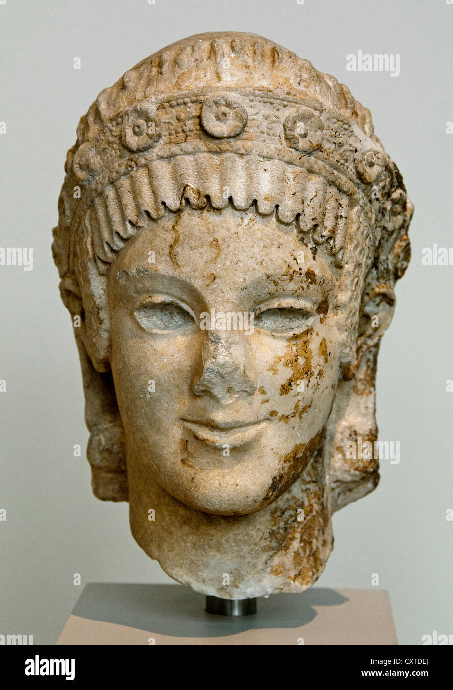 Testa in marmo di Athena 27 A.C.-A.D. 68 marmo romana 24cm Italia Italiano Foto Stock