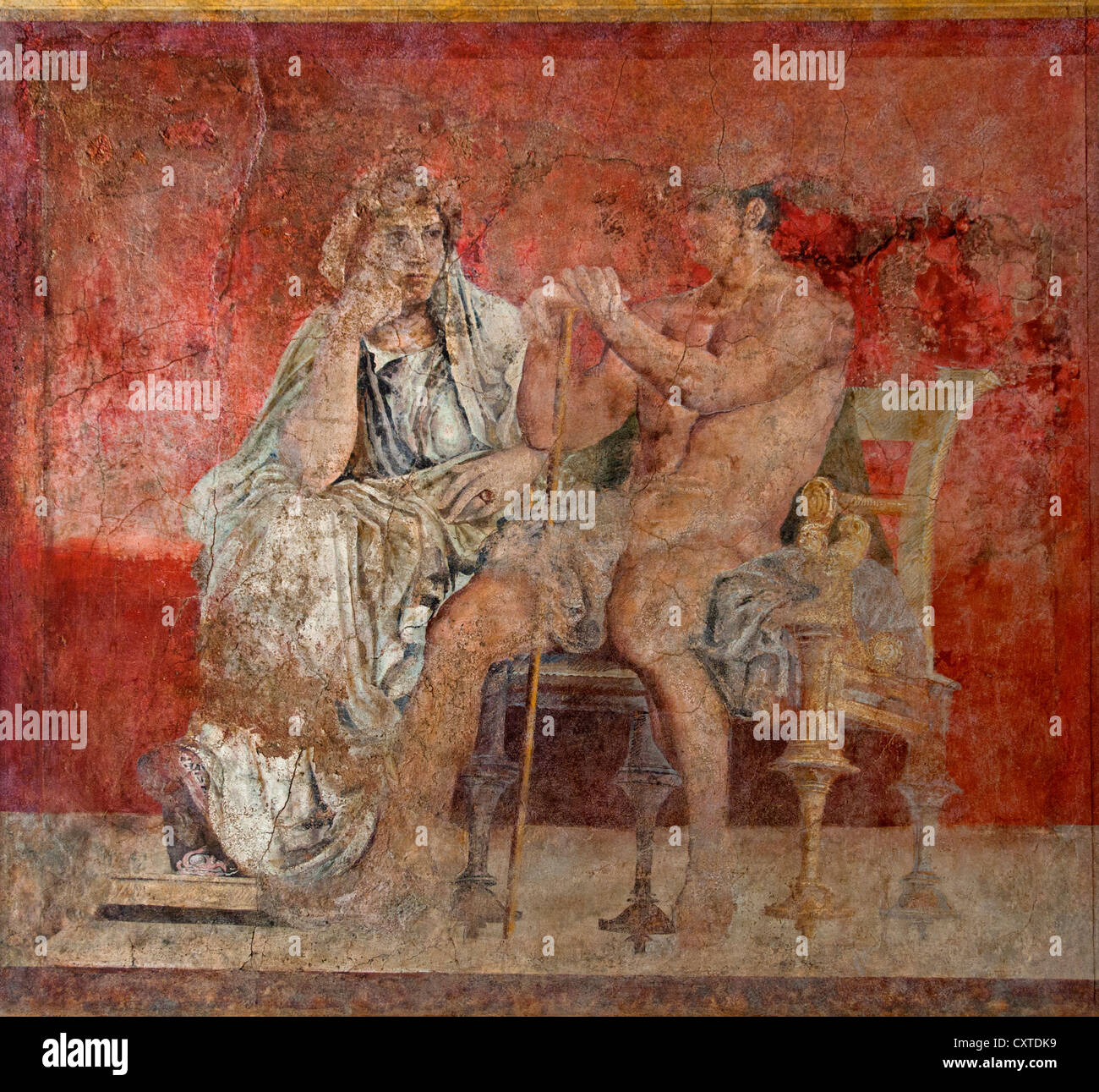 Pittura murale della villa di P. Fannius Synistor 50-40 A.C. Affresco romano Foto Stock