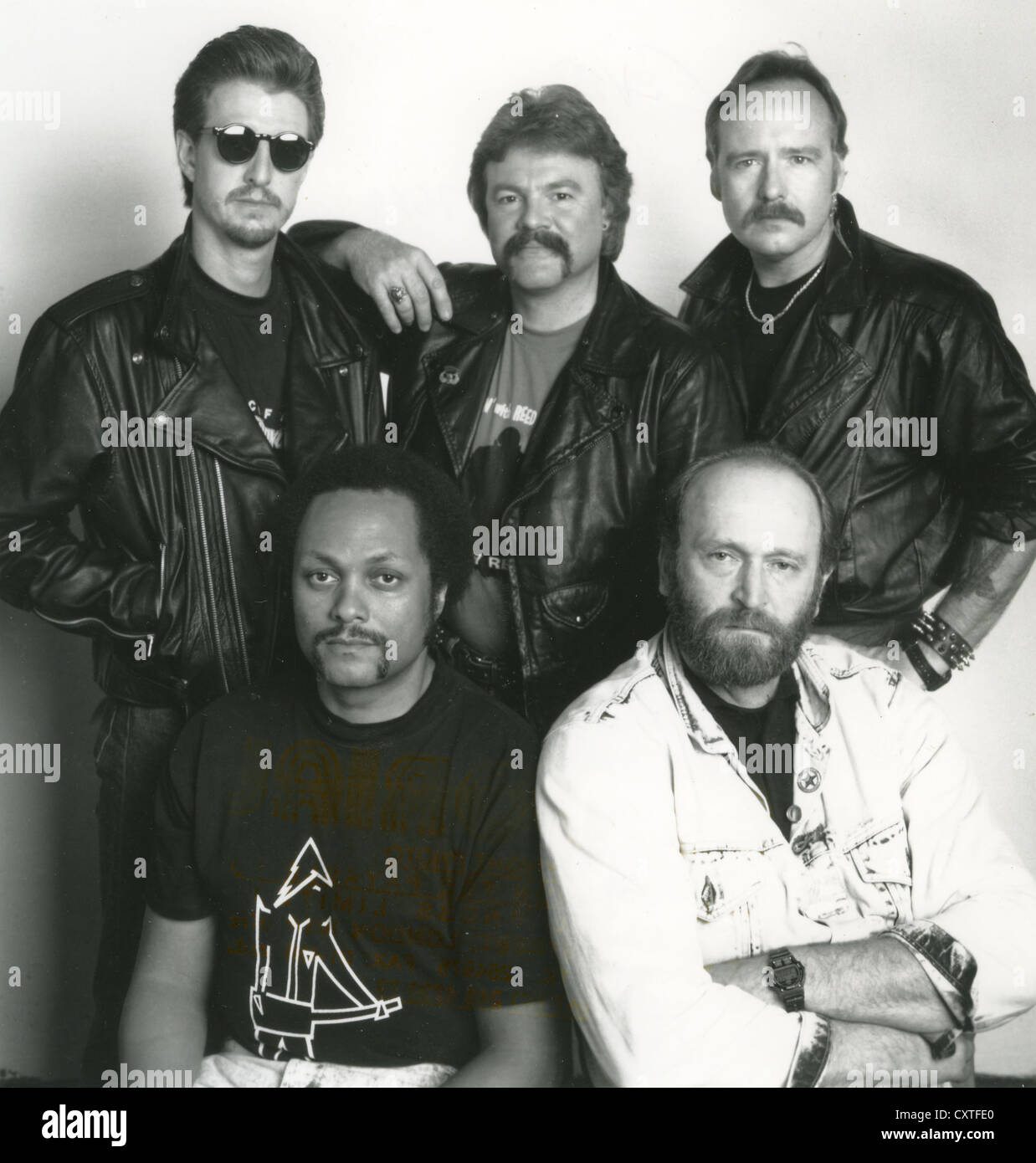 La DOOBIE BROTHERS foto promozionale di noi del gruppo rock nel 1989. Vedere la descrizione seguente per i nomi Foto Stock