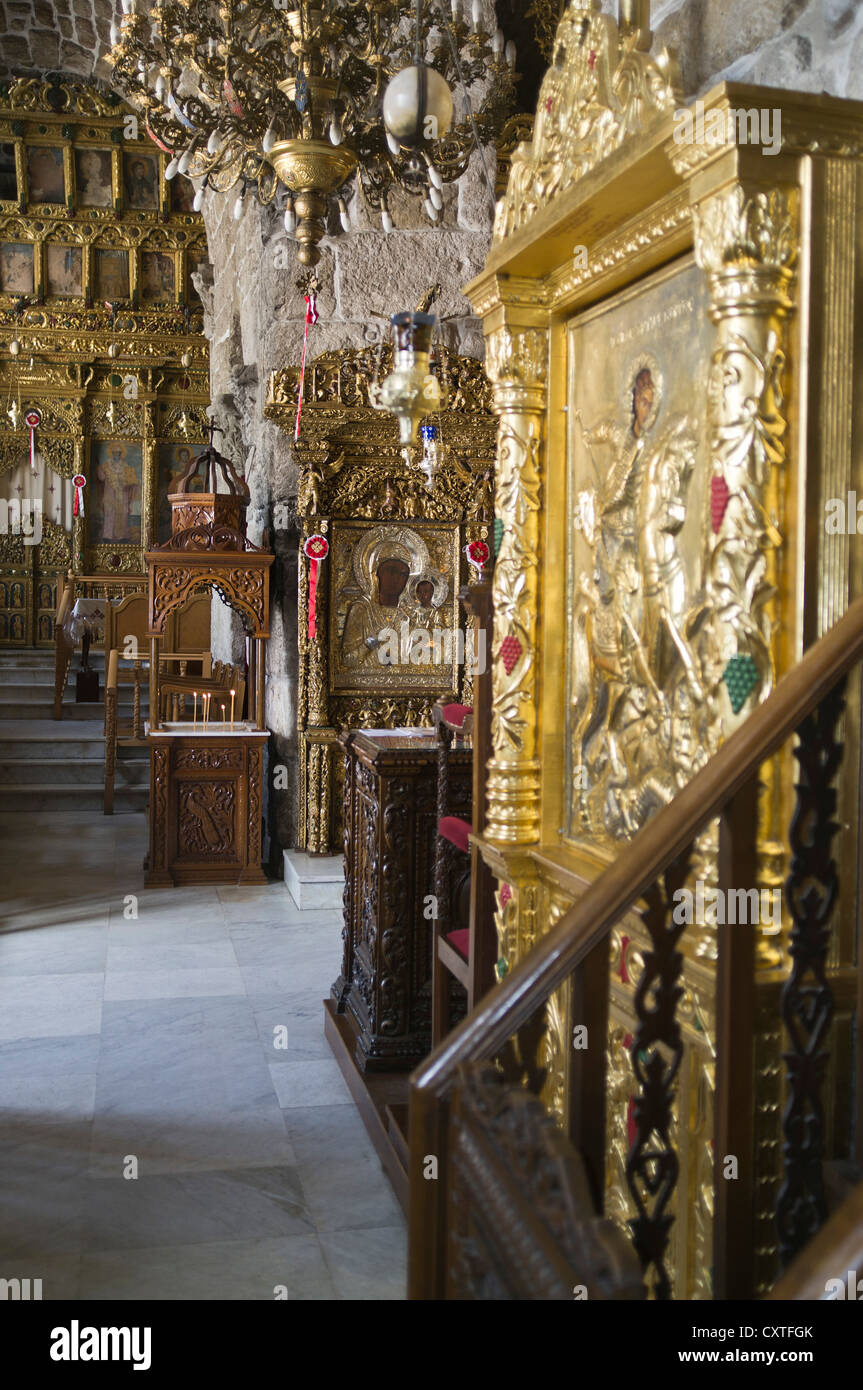 dh Chiesa di San LARNACA CIPRO icona pittura all'interno della chiesa di San Lazzaro Larnaka Agois Lazzaros greco ortodosso chiese Foto Stock