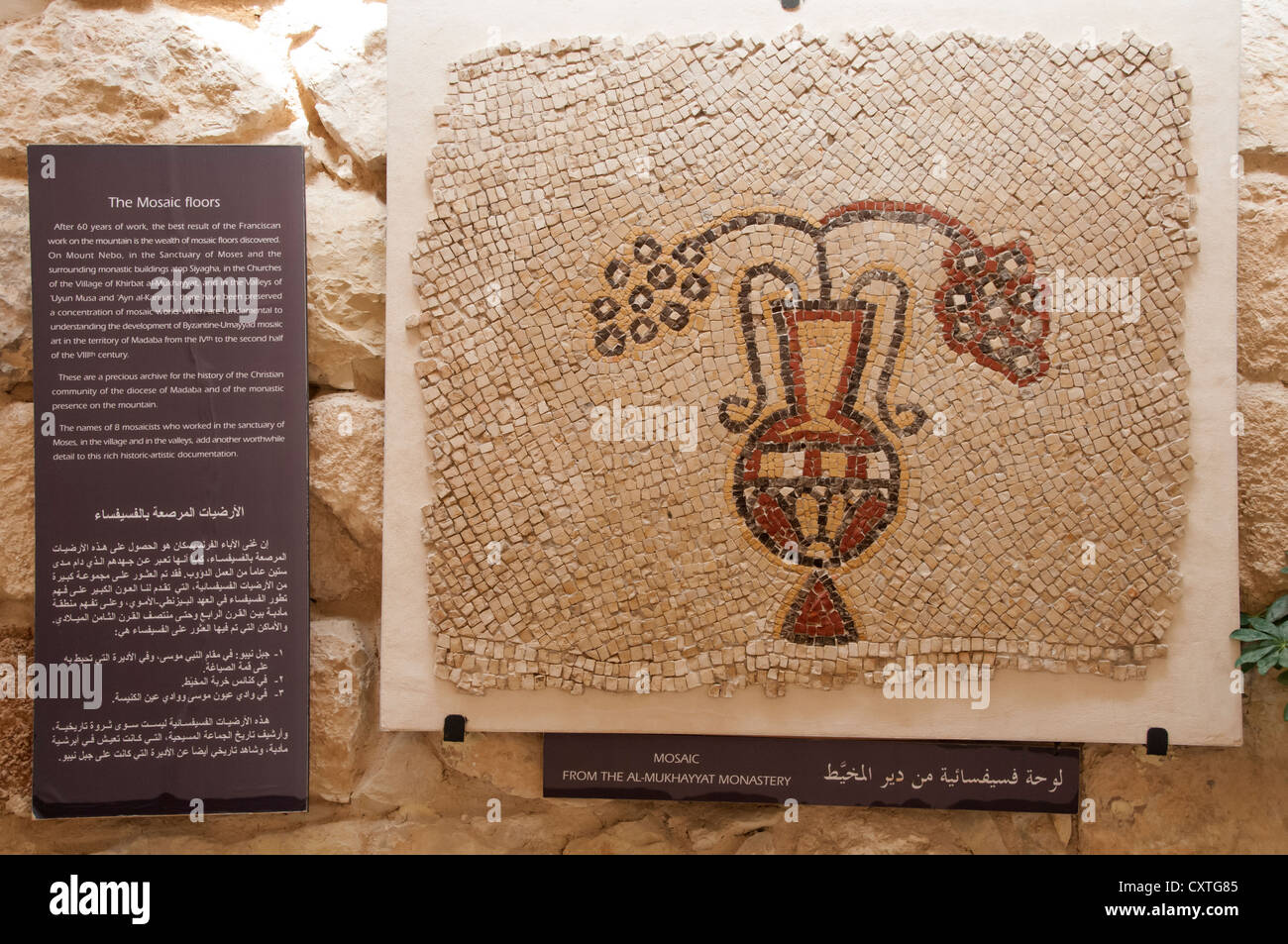 Monastero Al-Mukhayyat mosaico, il Monte Nebo Museum, Giordania Foto Stock