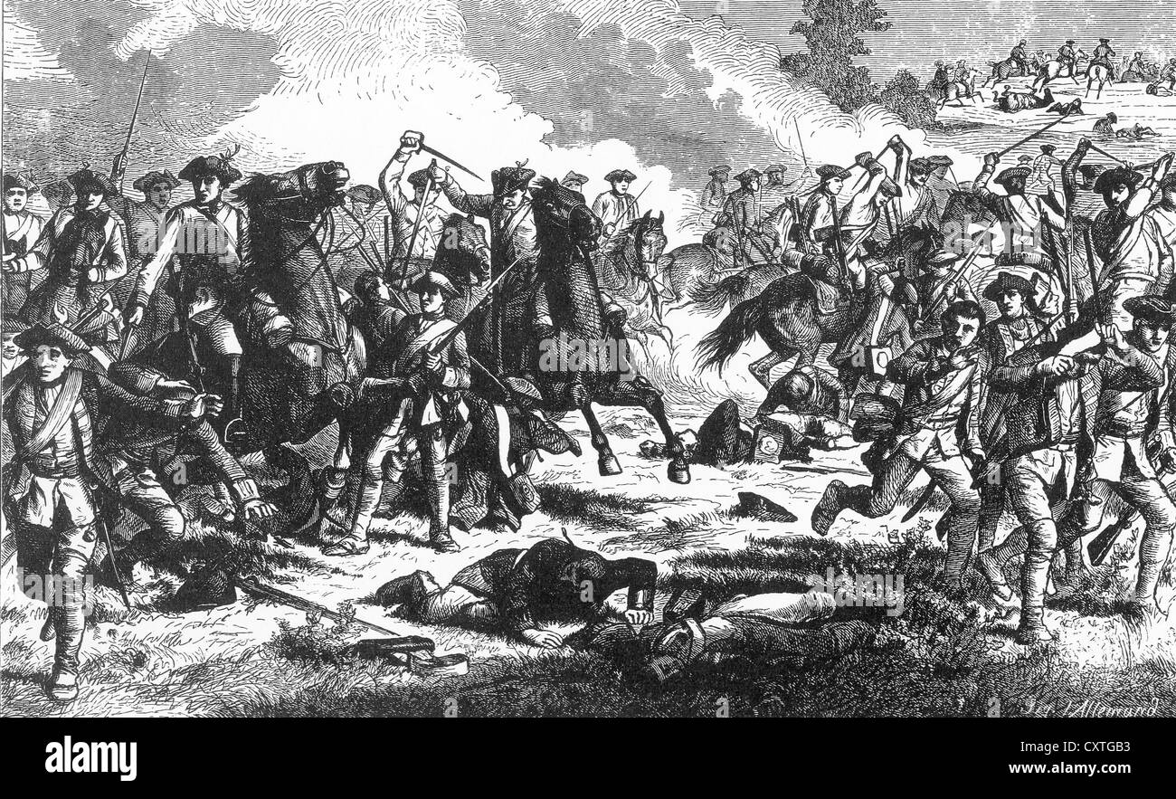 Battaglia di KUNERSDORF 12 agosto 1759. Cavalleria austriaca tagliata ritirata dei soldati prussiani durante i sette sente la guerra Foto Stock
