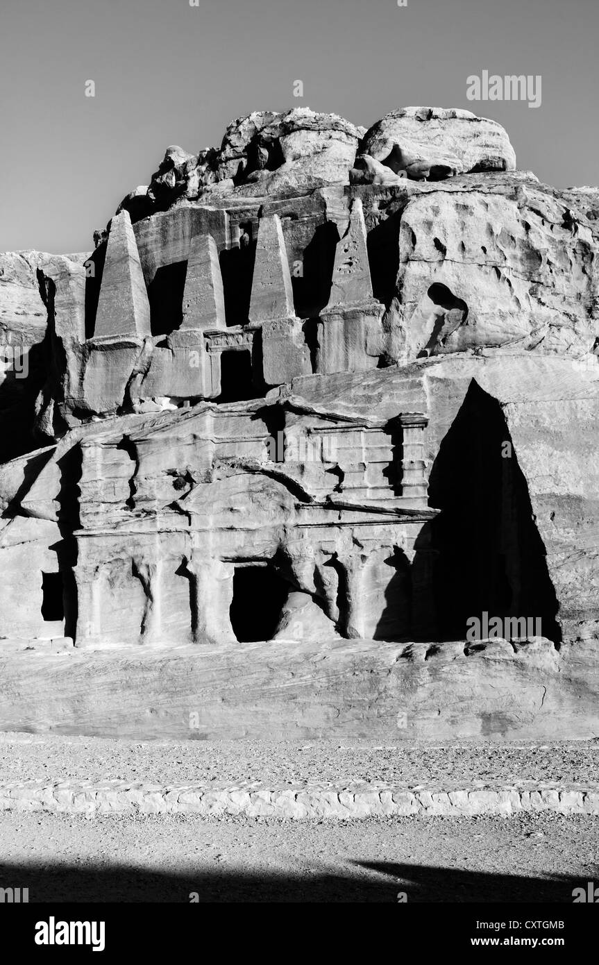 Obelisco tomba, Petra, Giordania Foto Stock