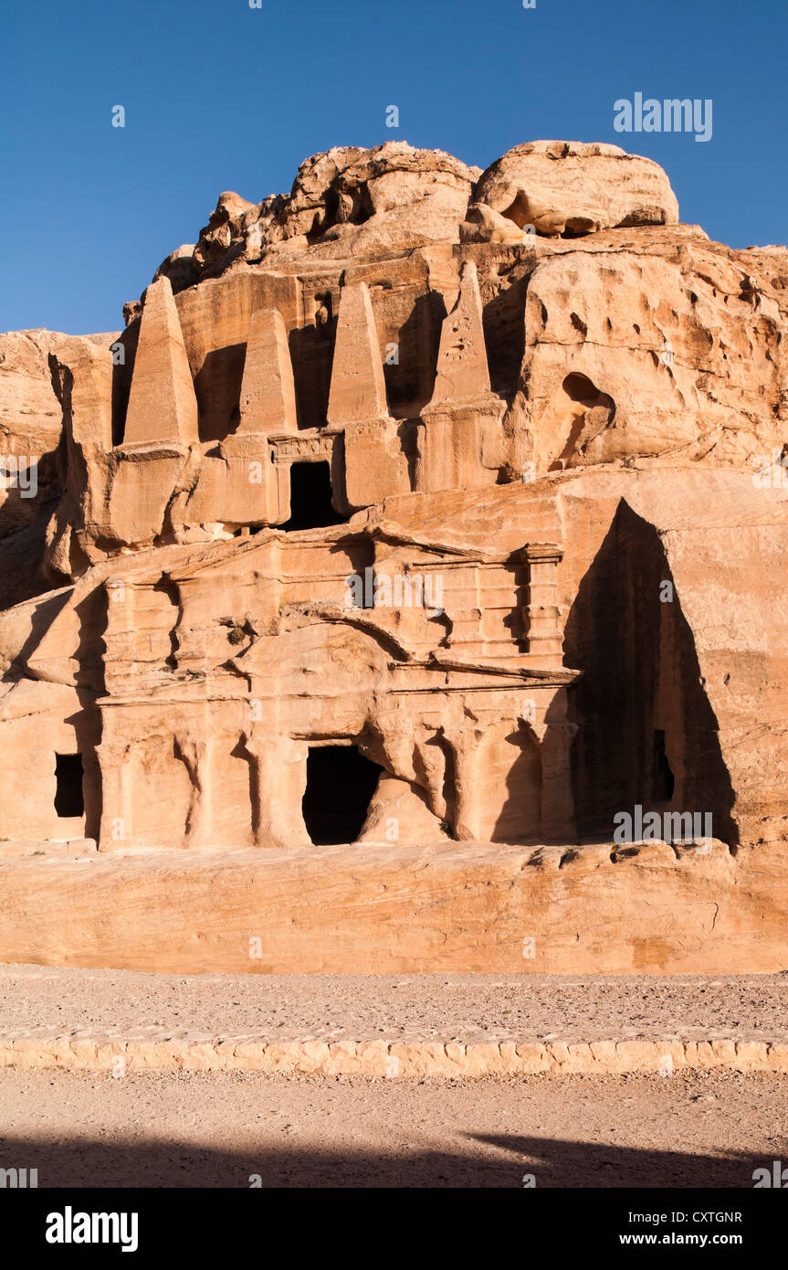 Obelisco tomba, Petra, Giordania Foto Stock