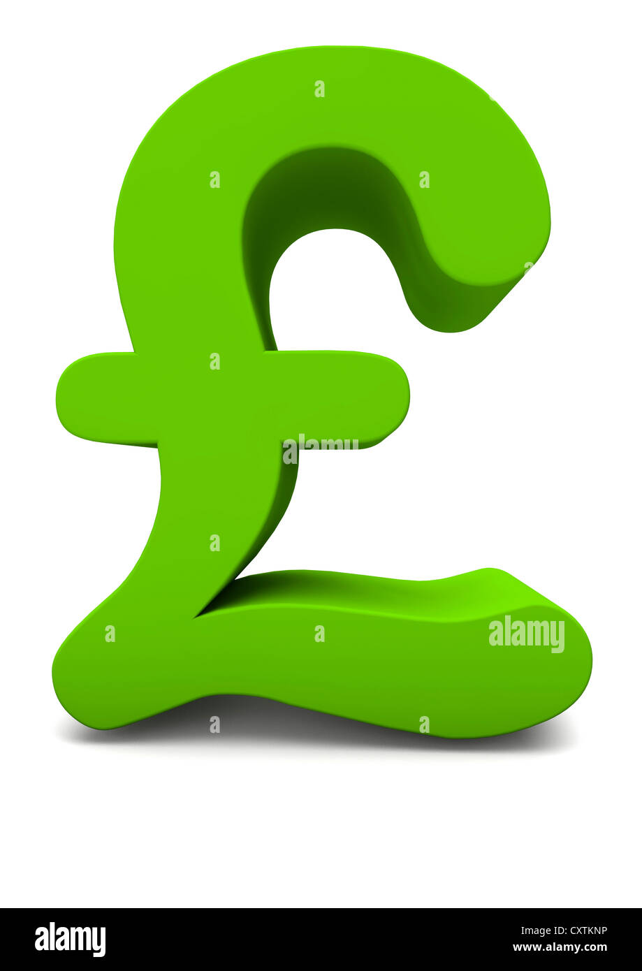 3D render di un verde British Pound simbolo Foto Stock