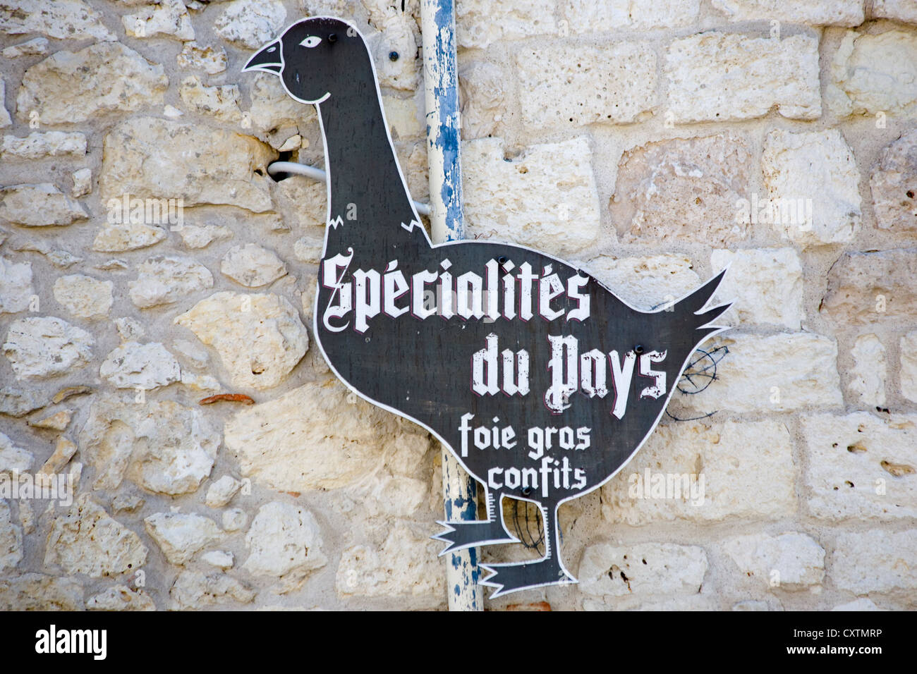 Fois Gras specialità alimentari segno, Dordogne, a sud ovest della Francia Foto Stock
