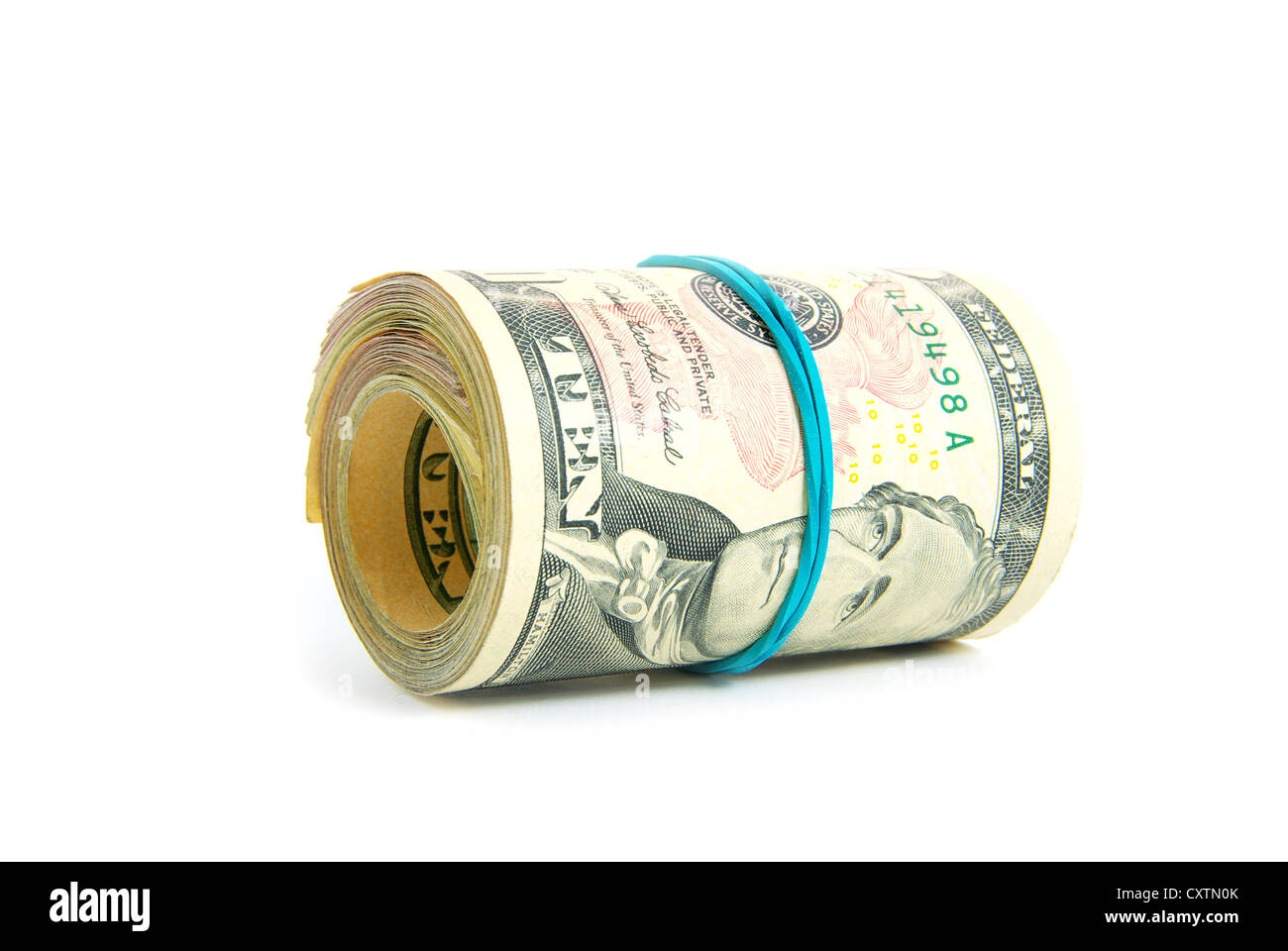 Stock di denaro isolato su sfondo bianco Foto Stock