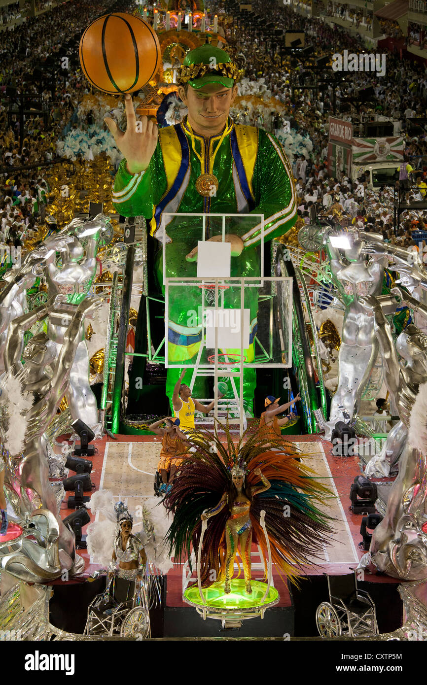 Paralimpiadi galleggiante sfilata di carnevale di Rio de Janeiro in Brasile Foto Stock