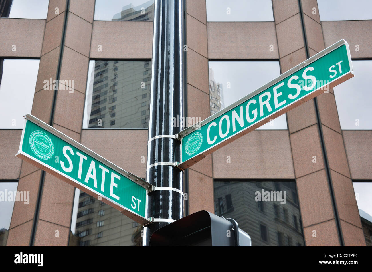 Via segni di Boston, Massachusetts, STATI UNITI D'AMERICA Foto Stock
