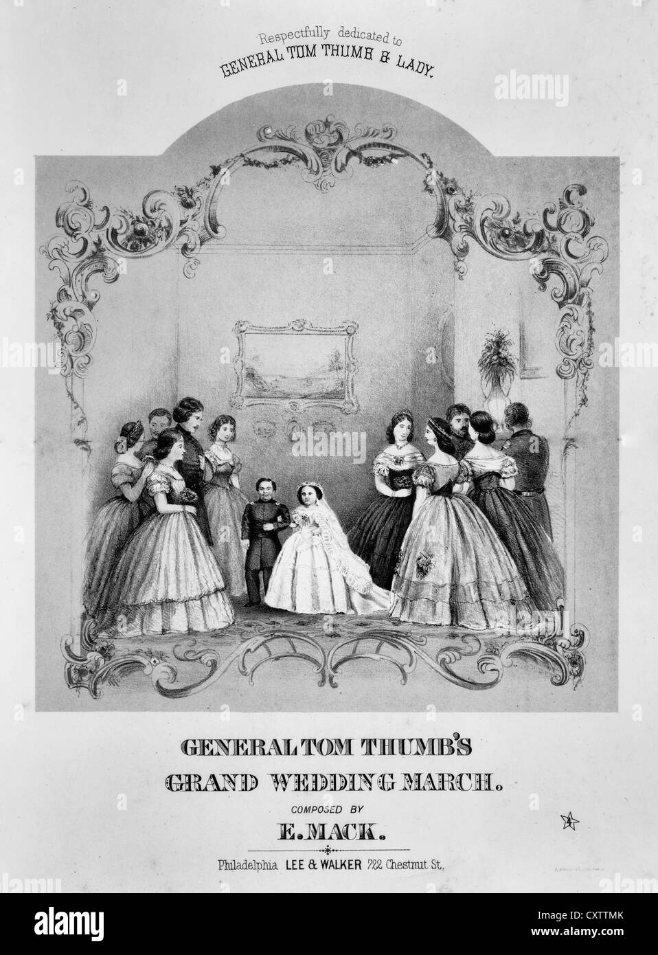 Generale Tom Thumb's grand marcia nuziale, composta da E. Mack. Rispettosamente dedicato al generale Tom Thumb & lady, circa 1863 Foto Stock