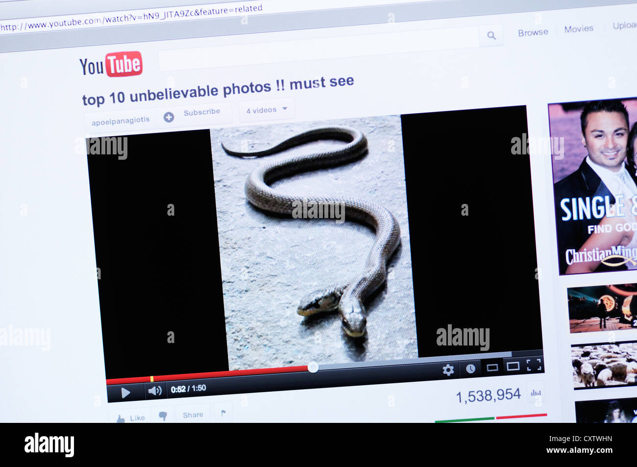 Sito web di YouTube - On line il video Foto Stock