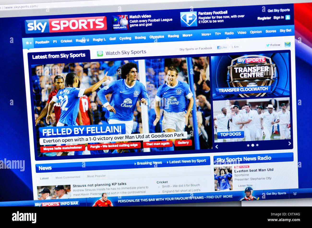 Skysports sito web online - Notizie sportive Foto Stock