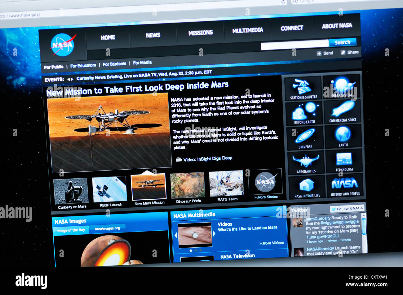 Sito web della NASA - Nazionale Aeronautica e Spaziale Administration Foto Stock
