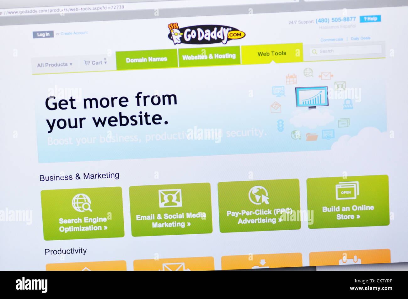 GoDaddy Sito Web - Siti web e la registrazione del nome di dominio e hosting Foto Stock