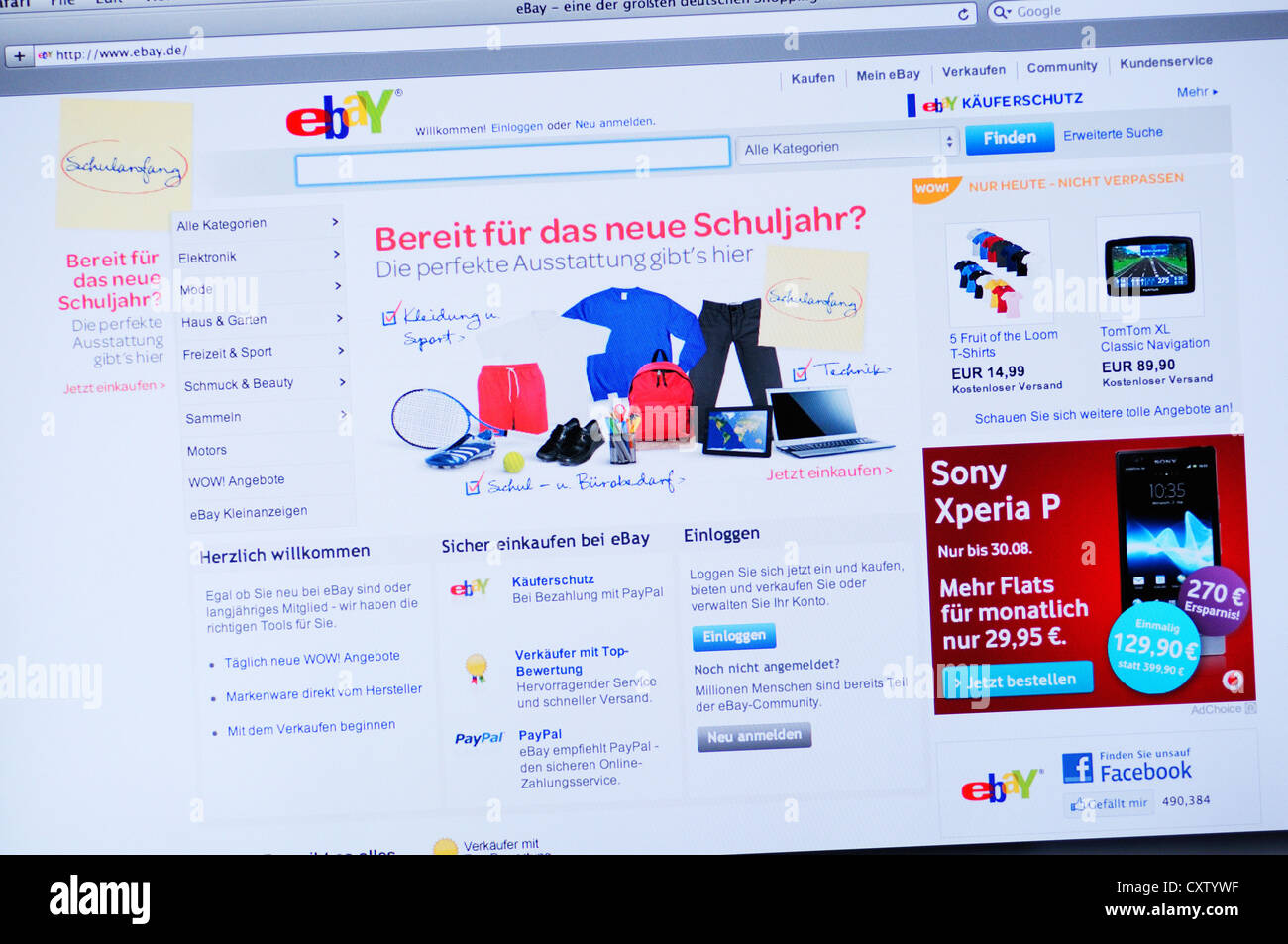 Ebay Germania sito Web di aste - online shopping Foto Stock