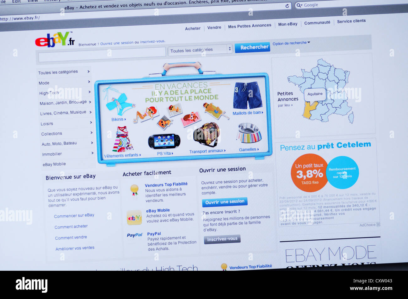 Ebay Francia sito Web di aste - online shopping Foto Stock