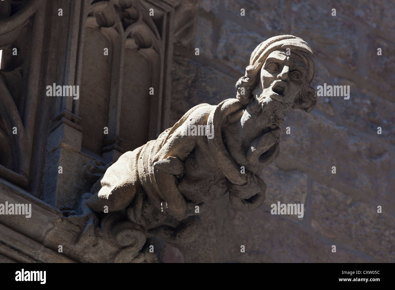 Barcellona, Spagna. Gargoyle su edificio nel quartiere Gotico. Foto Stock