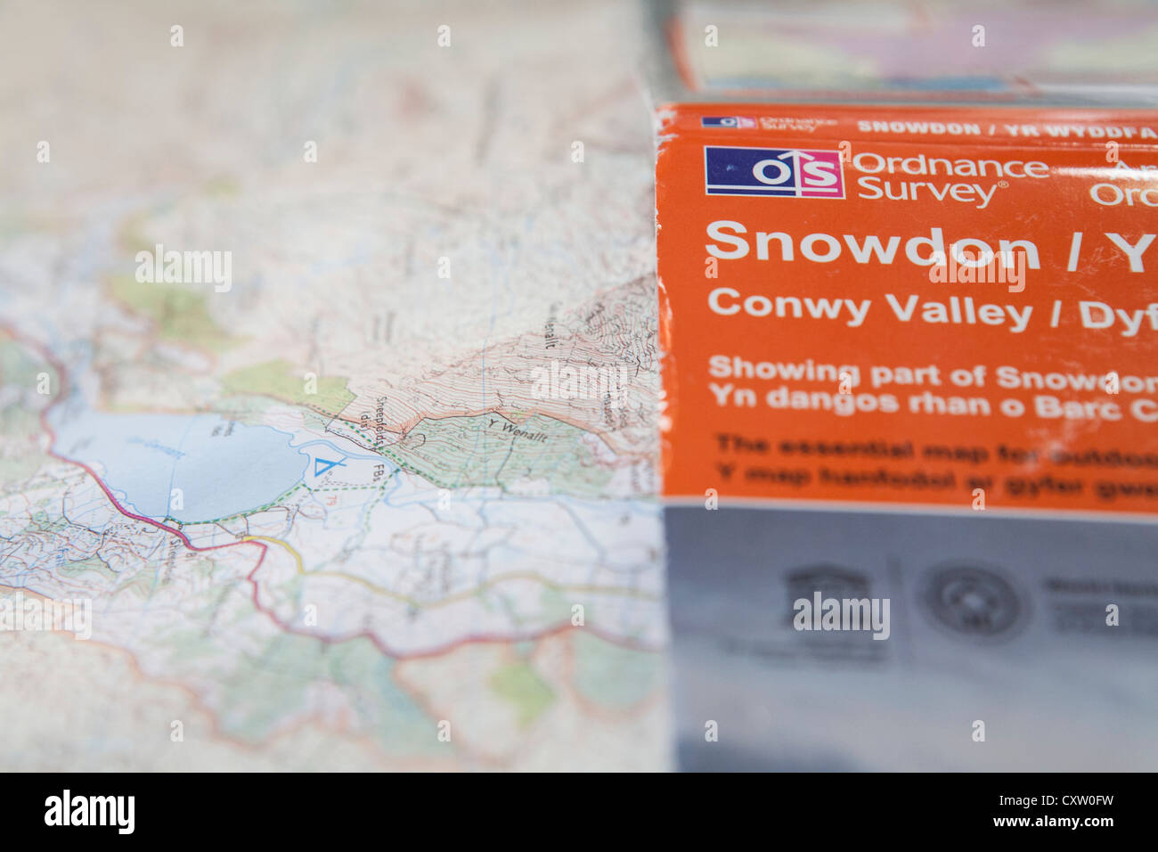 Un sondaggio di ordinanza la mappa mostra la Snowdon area del Galles del Nord. Foto Stock
