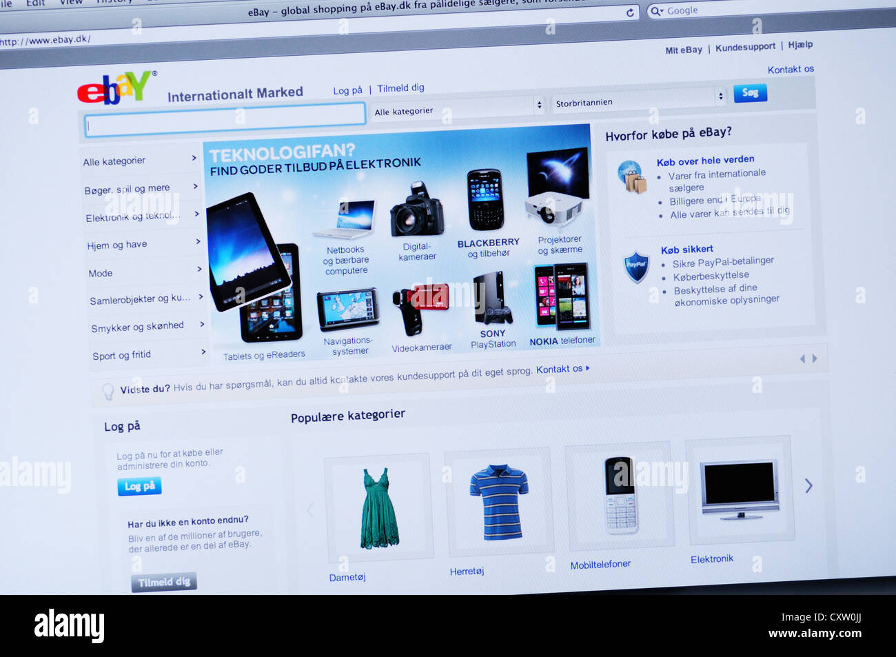 Ebay Danimarca sito web Foto Stock