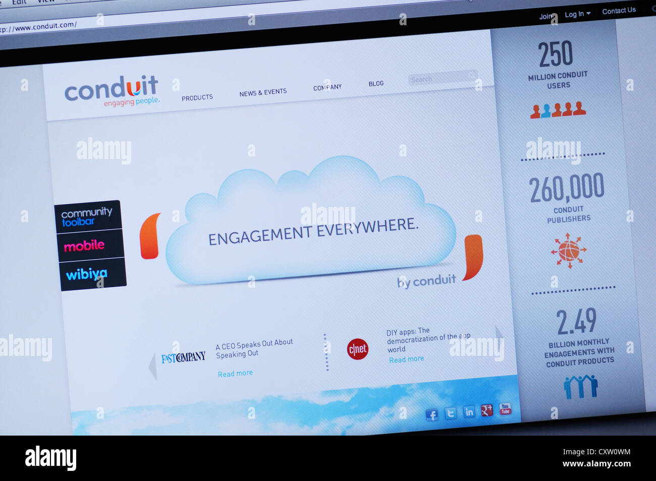 Sito web di condotto - piattaforma software Foto Stock