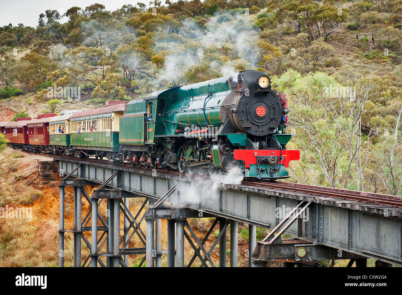 Storico Pichi Richi Railway nel sud del Flinders Ranges. Foto Stock
