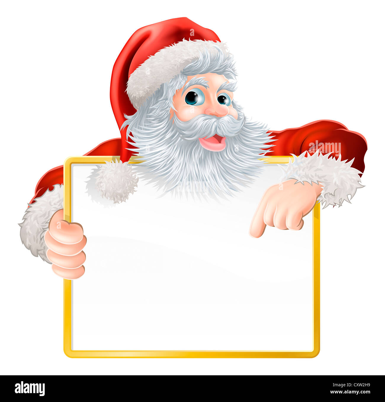 Illustrazione di natale di Santa azienda e puntando a un segno Foto Stock