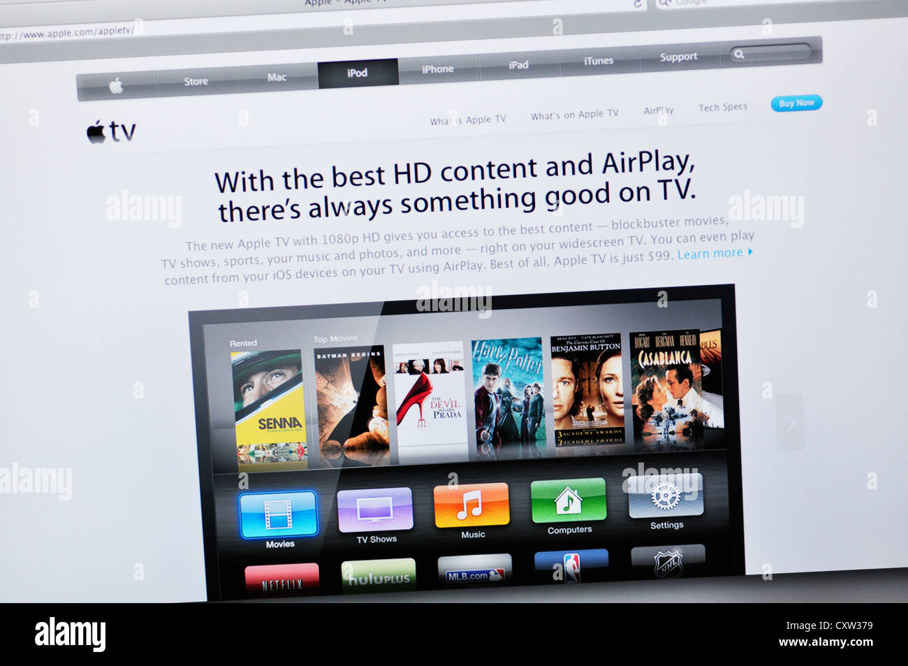 Sito Web Apple Store - TV ad alta definizione Foto Stock