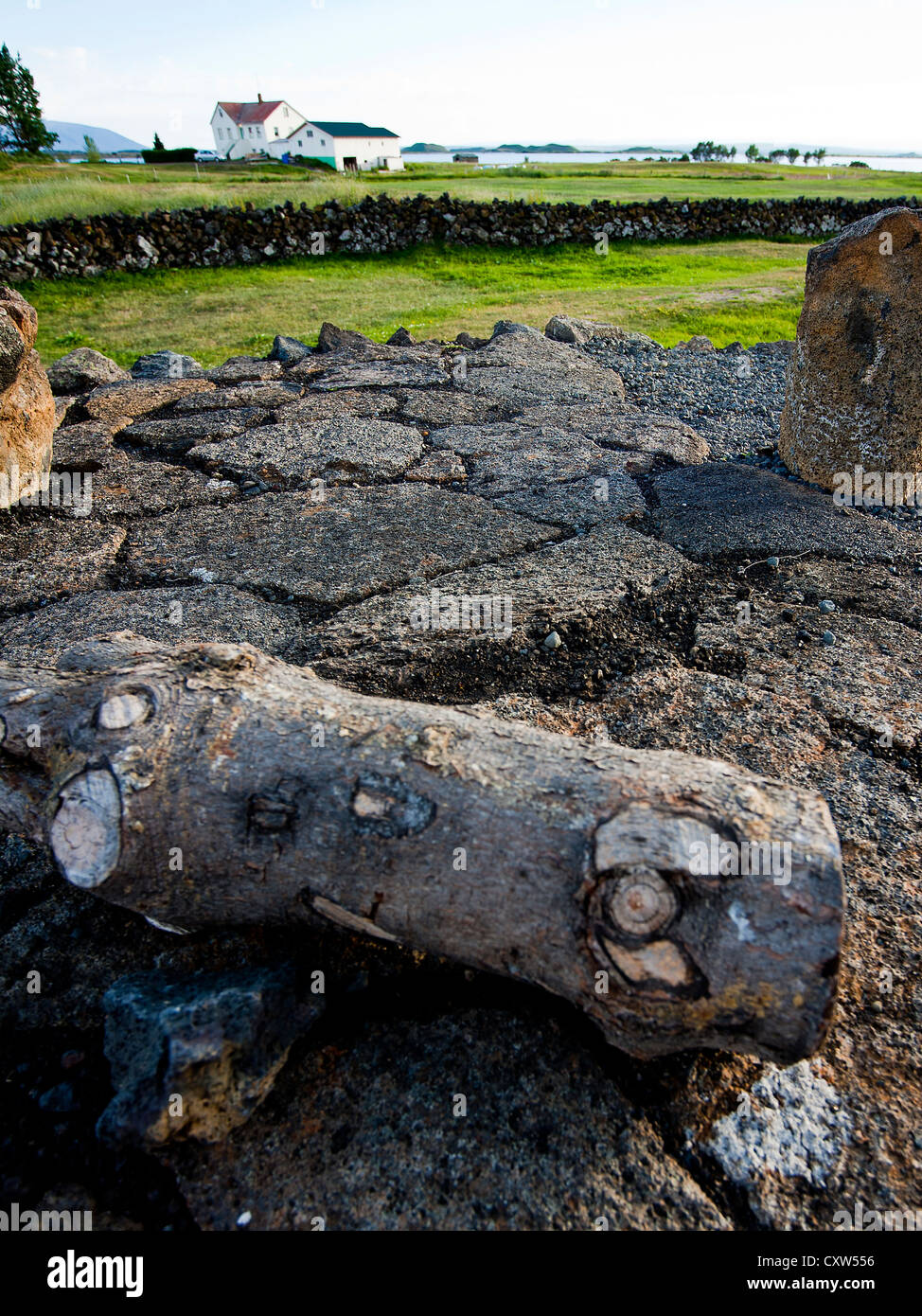 Paese casa Vogafjos, Lago Myvatn Islanda Foto Stock