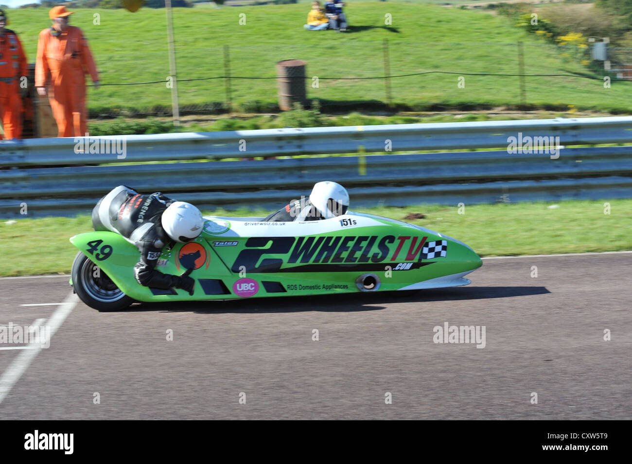 Moto e bici sidecar gara di Thruxton Foto Stock