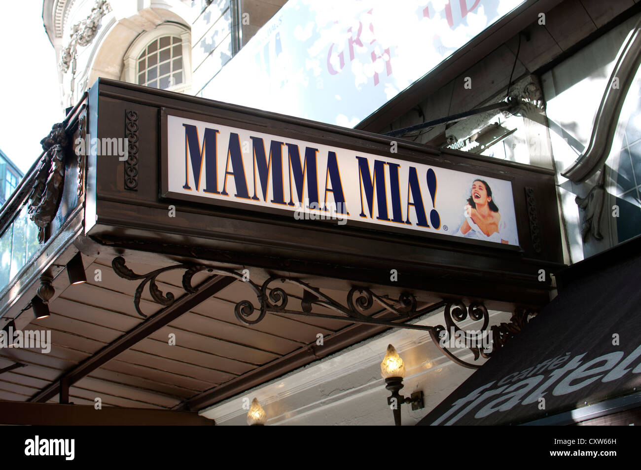 Mamma Mia! Segno, Novello Theatre, London, Regno Unito Foto Stock