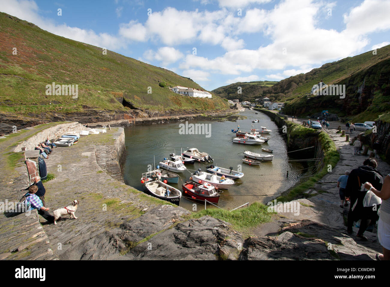 Boscastle, un villaggio di pescatori sulla costa settentrionale della Cornovaglia, Inghilterra, Regno Unito Foto Stock