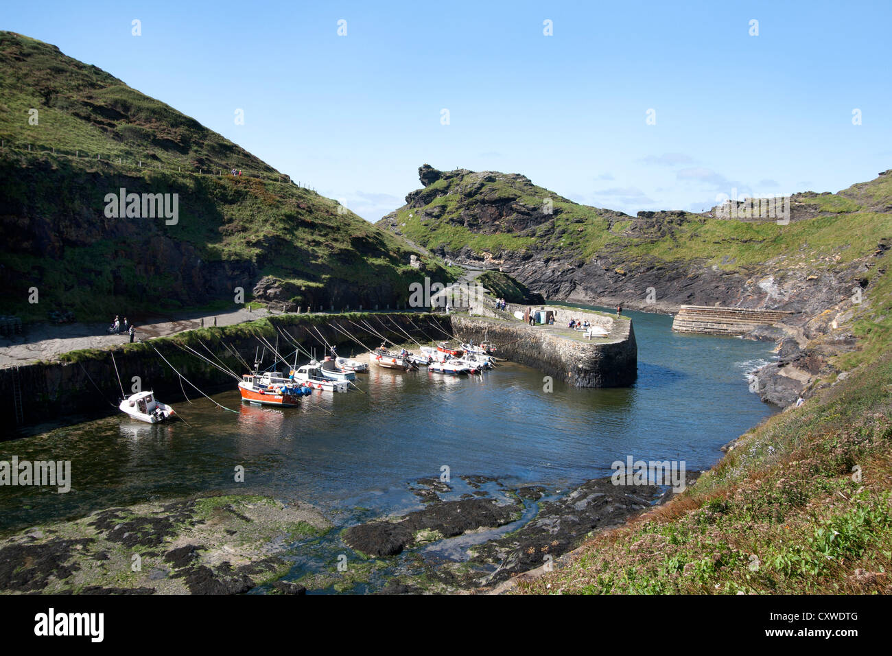 Boscastle, un villaggio di pescatori sulla costa settentrionale della Cornovaglia, Inghilterra, Regno Unito Foto Stock
