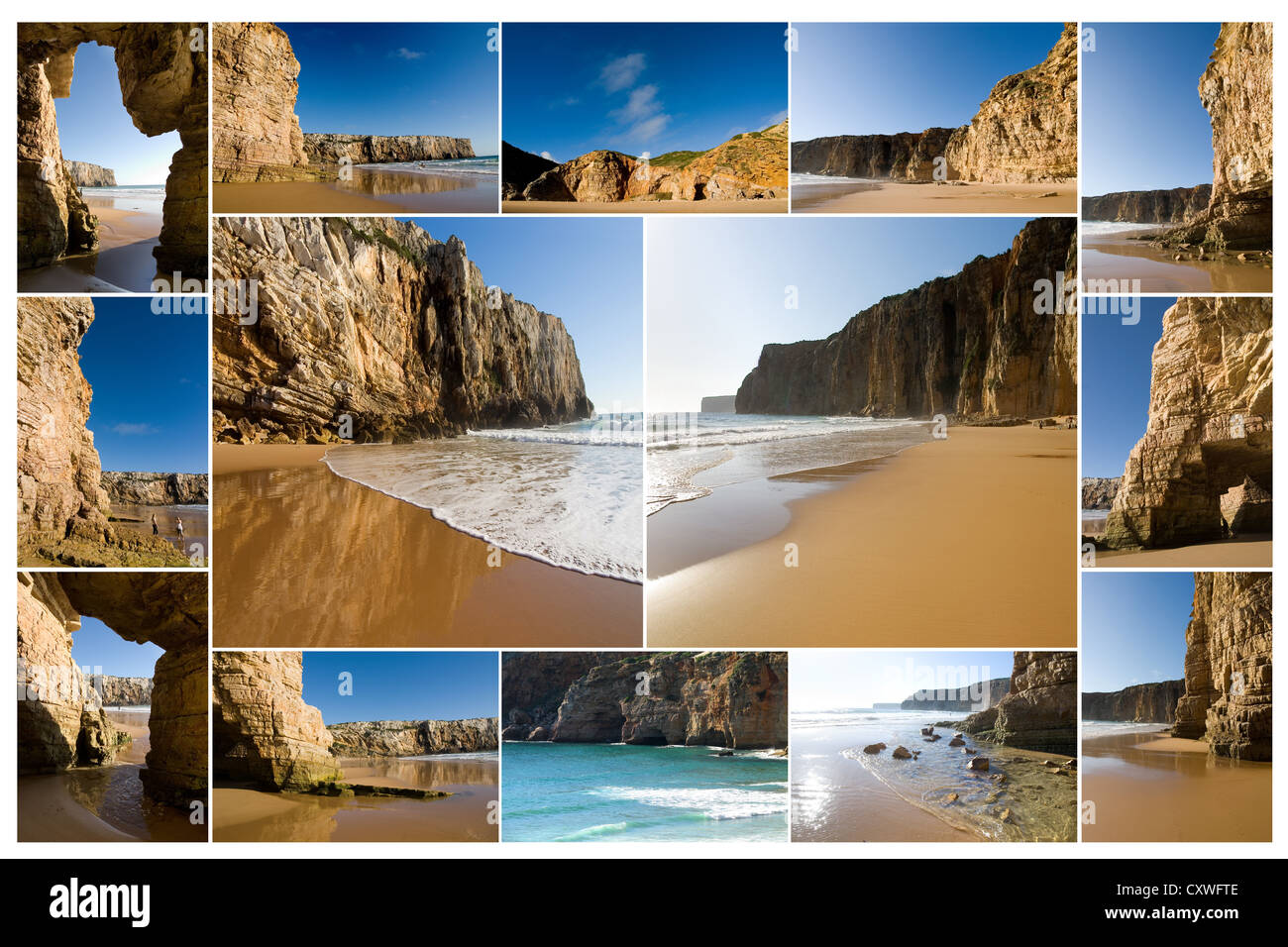 Collage di foto di Praia do Belice (Beliche spiaggia), la contea di Algarve, Portogallo (Super high res. IMMAGINE - ca. 54Mpix) Foto Stock