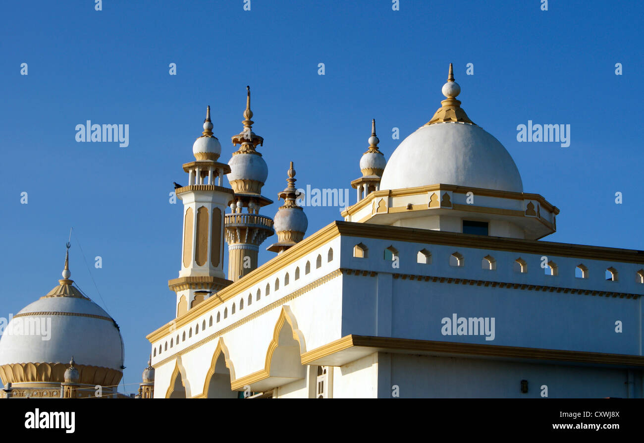 Elegante cupola superiore e minareto di vista torre della moschea musulmana in Kovalam vizhinjam a Kerala, in India Foto Stock