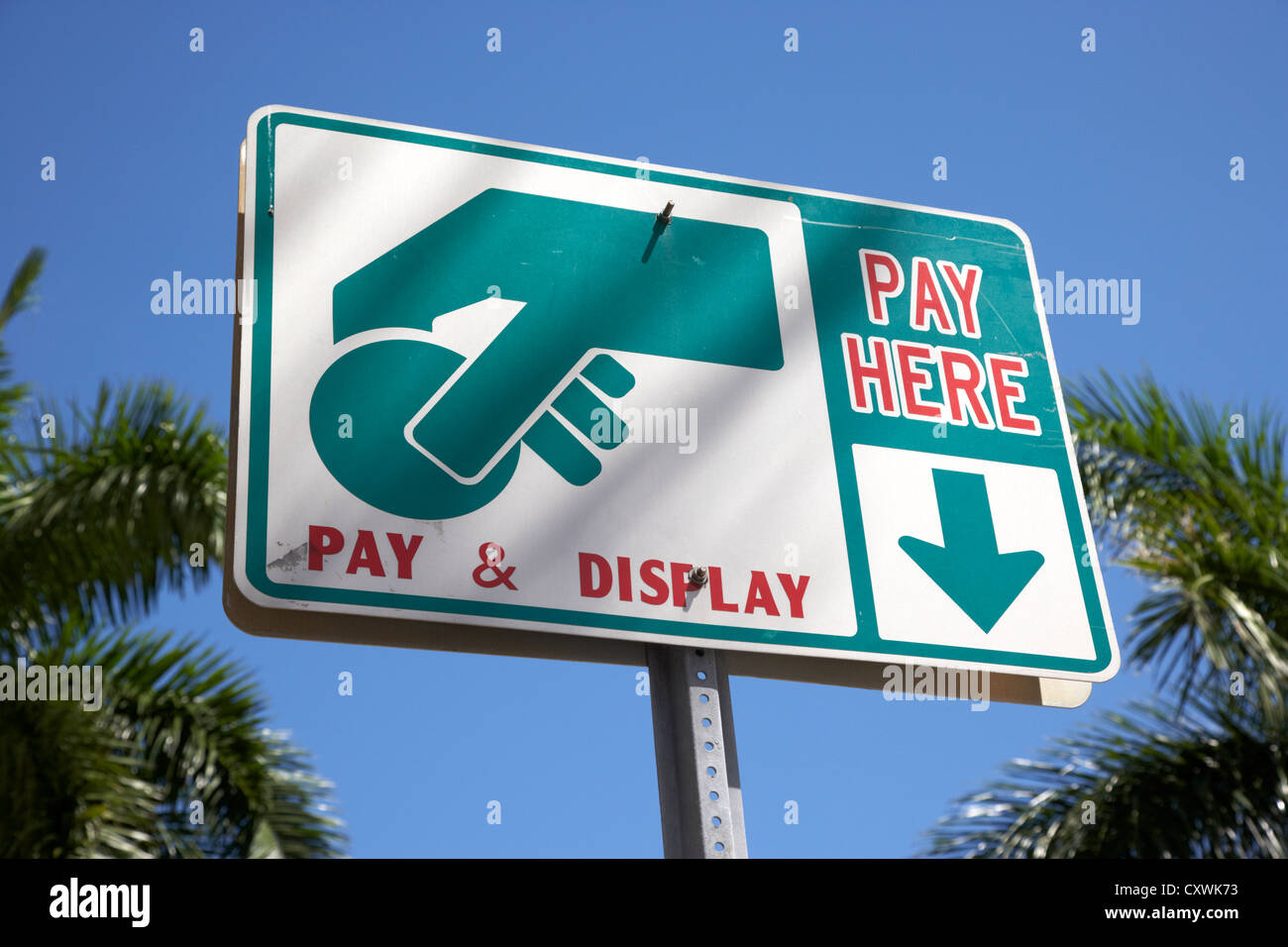 Pagare e visualizzare pagare qui accedi South Beach di Miami Florida usa Foto Stock
