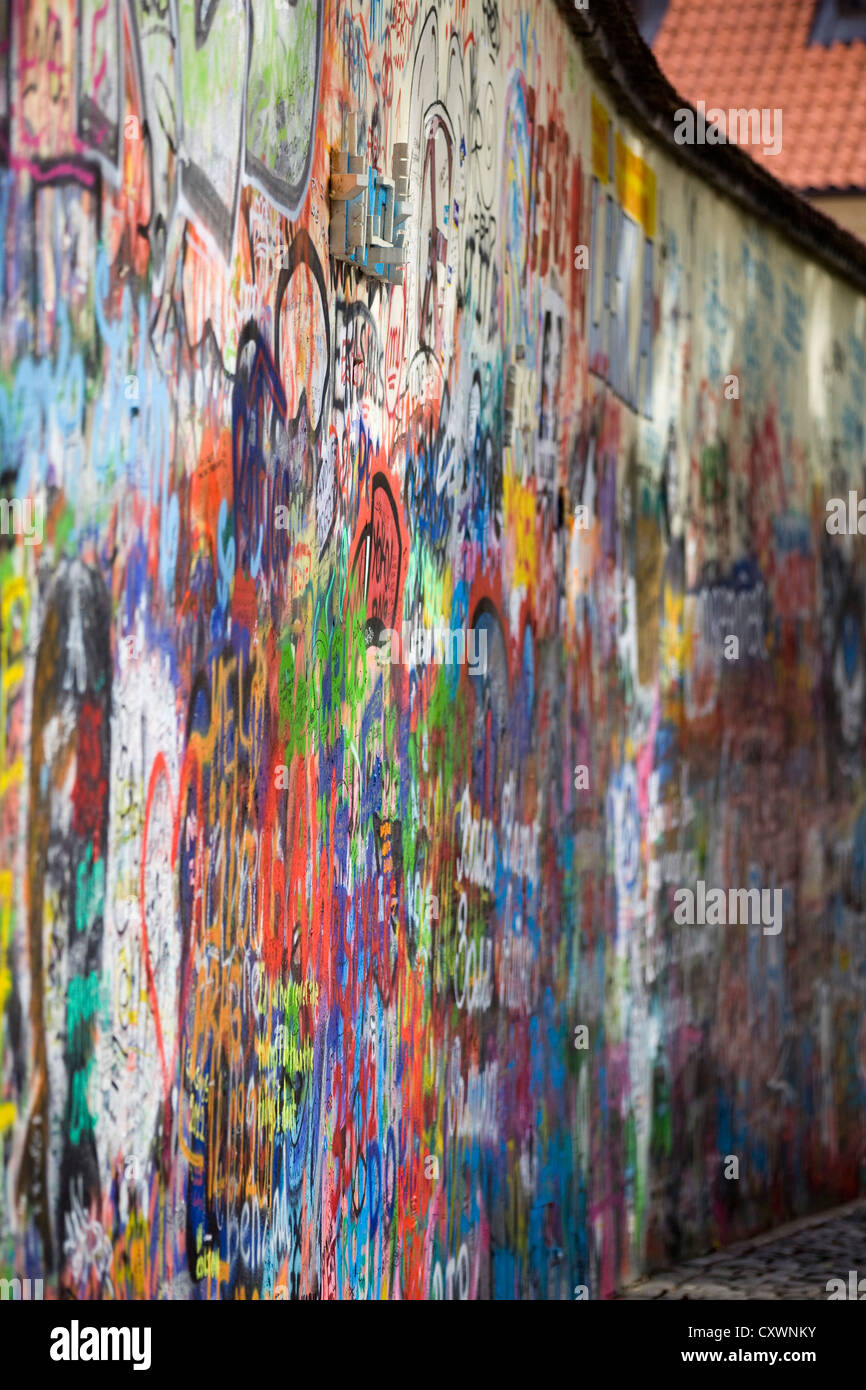 Muro di John Lennon a Praga Repubblica Ceca Foto Stock