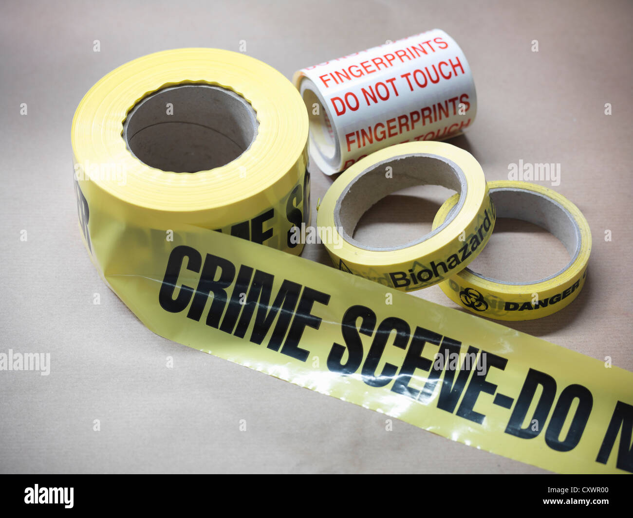 Close up della scena del crimine tape Foto Stock