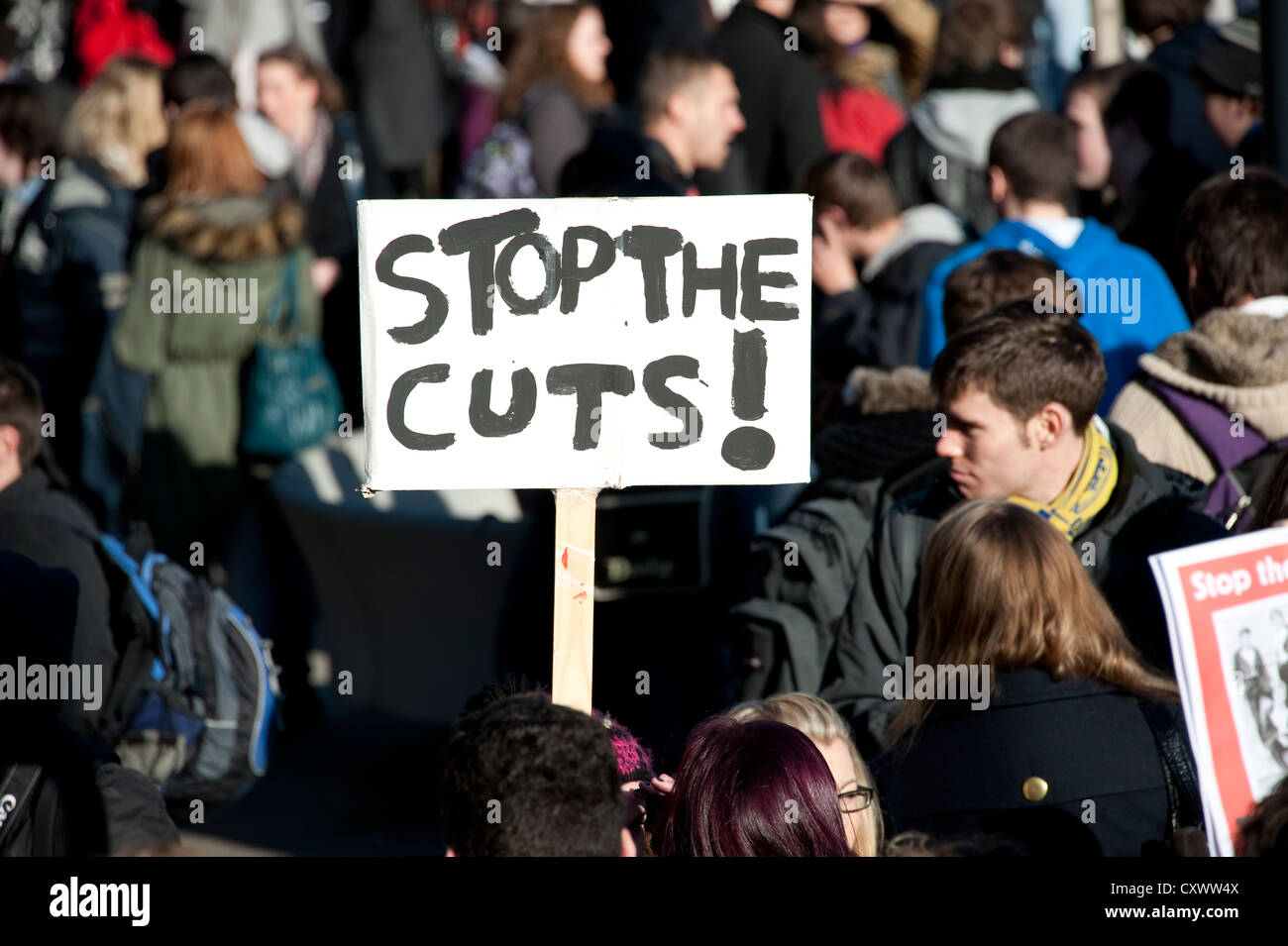 Gli studenti protestavano dimostrazione contro Università le tasse e il governo taglia Foto Stock