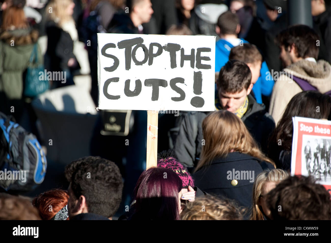 Gli studenti protestavano dimostrazione contro Università le tasse e il governo taglia Foto Stock