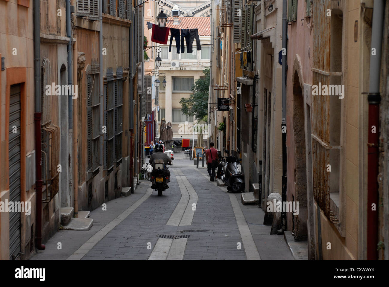 Street, Bike, Rue, Le Panier, Marsiglia Provence Alpes Cote d Azur, in Francia, in Europa Foto Stock