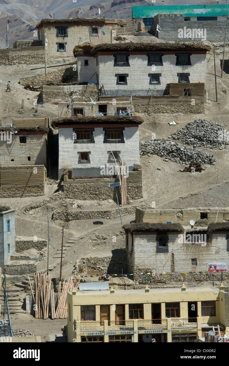 L'alta quota villaggio di Kibber, in Spiti, India settentrionale Foto Stock