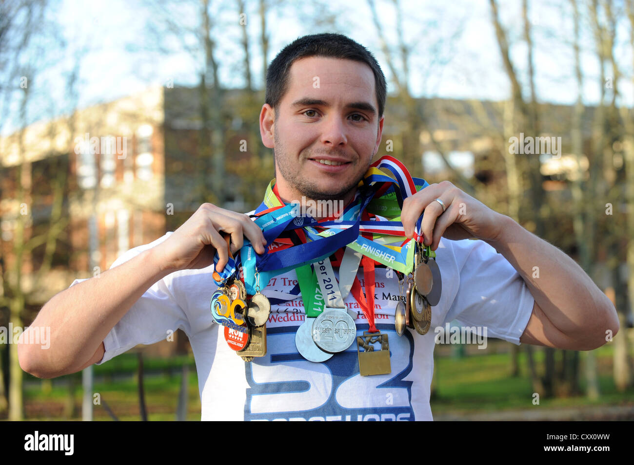 Kevin Betts da Brighton che correva 52 maratona nel 2011 per sollevare il pagamento in contanti per la carità Foto Stock