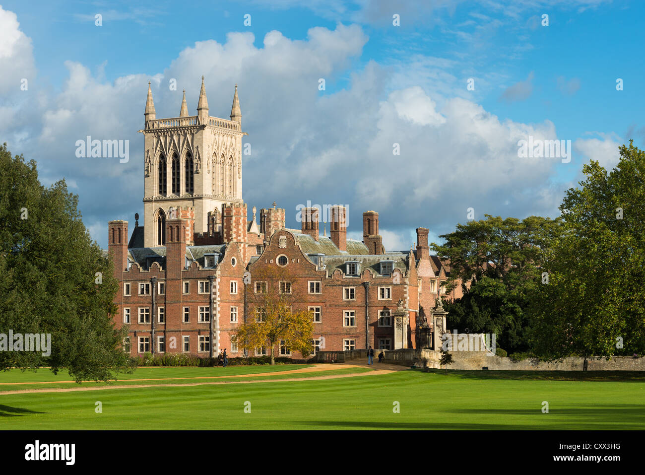 St Johns College e la cappella, Università di Cambridge, Inghilterra. Foto Stock
