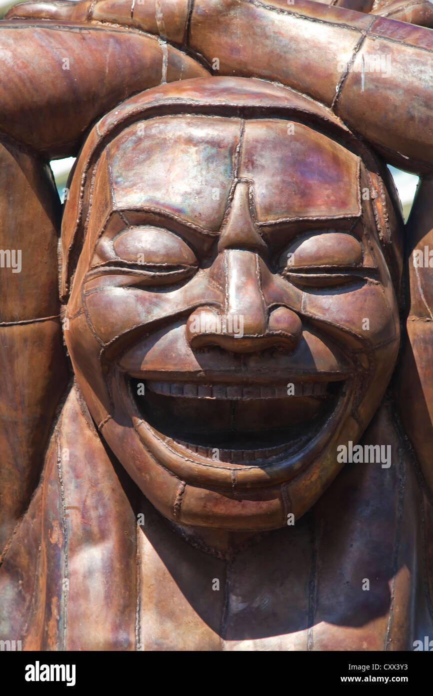 "Incredibile risate' sculture dell'artista Yue Minjun, in Vancouver, Colombia britannica, Canada. Foto Stock
