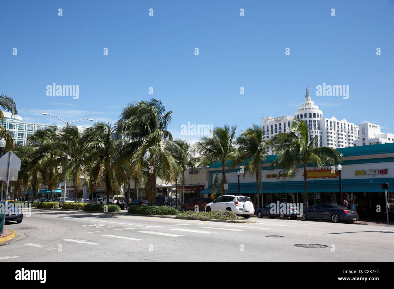 Washington Avenue South Beach di Miami Florida usa Foto Stock