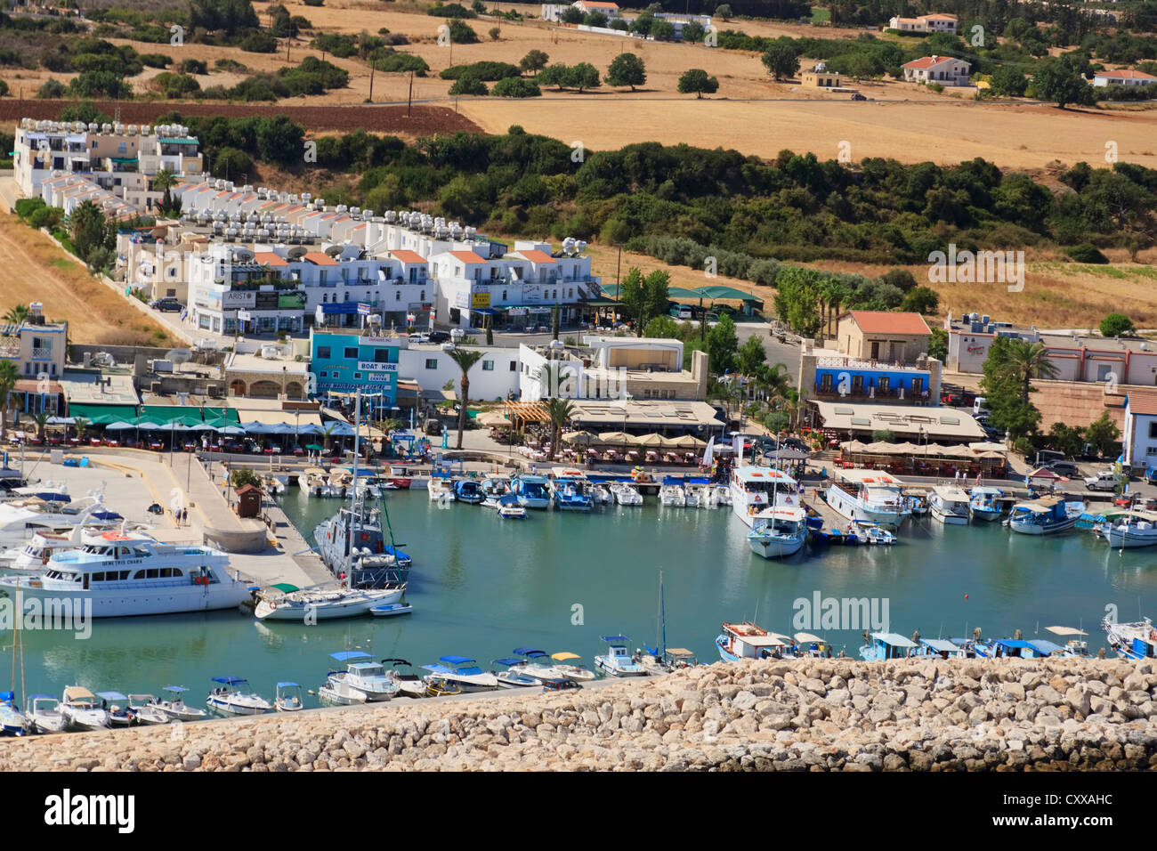 Vista aerea di Latchi marina, area di Paphos, Cipro Foto Stock