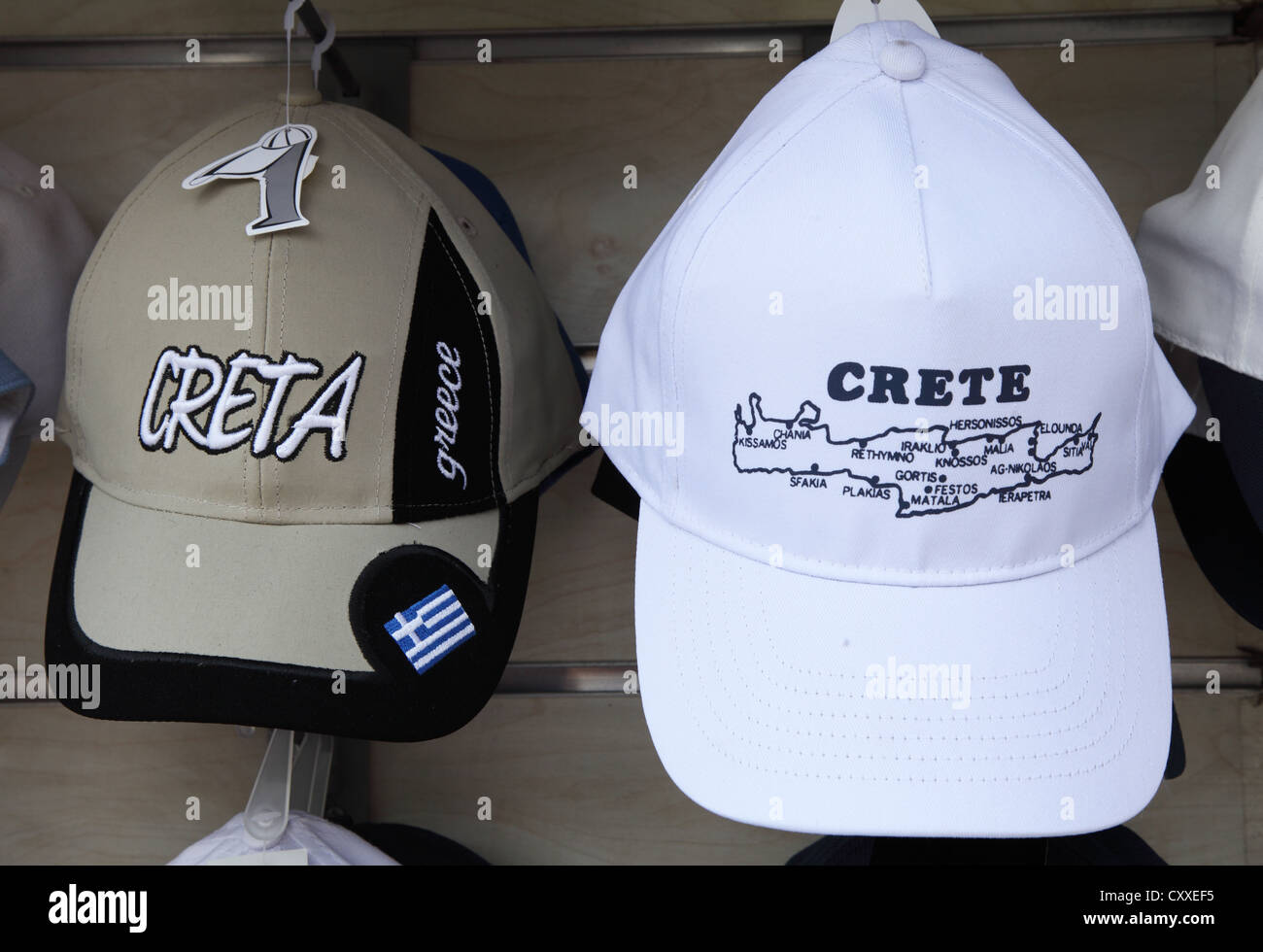 Due i cappelli da baseball da Creta Grecia Foto Stock
