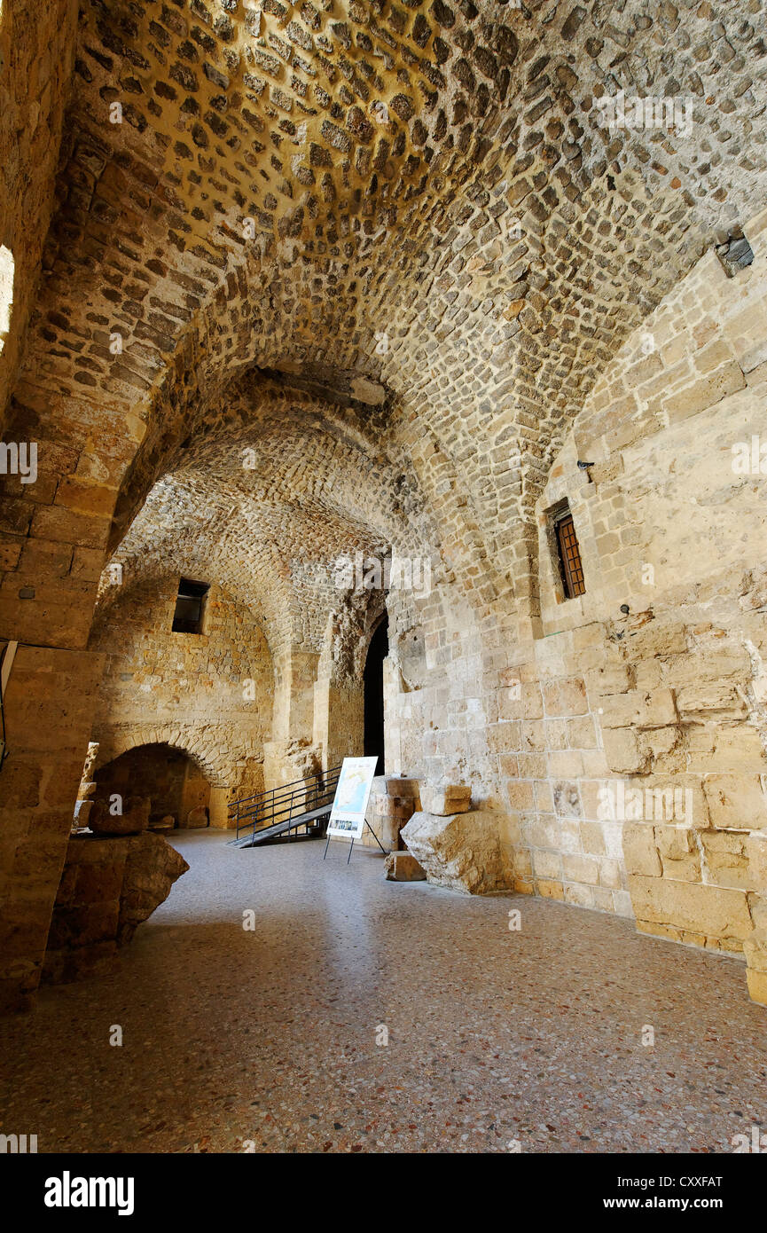 Crociati' castello, Templar castello nel quartiere storico di acri o Akko, Sito Patrimonio Mondiale dell'Unesco, Israele, Medio Oriente Foto Stock